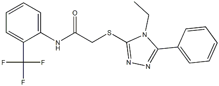 2-[(4-ethyl-5-phenyl-4H-1,2,4-triazol-3-yl)sulfanyl]-N-[2-(trifluoromethyl)phenyl]acetamide Struktur