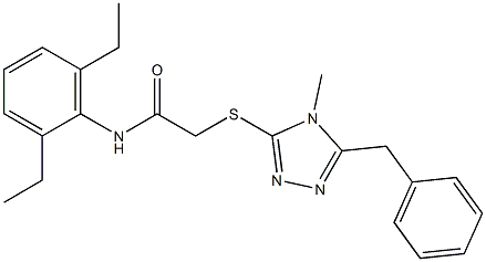 2-[(5-benzyl-4-methyl-4H-1,2,4-triazol-3-yl)sulfanyl]-N-(2,6-diethylphenyl)acetamide Struktur