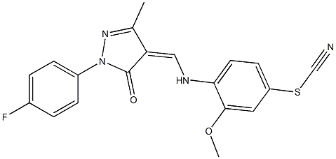 4-({[1-(4-fluorophenyl)-3-methyl-5-oxo-1,5-dihydro-4H-pyrazol-4-ylidene]methyl}amino)-3-methoxyphenyl thiocyanate Struktur