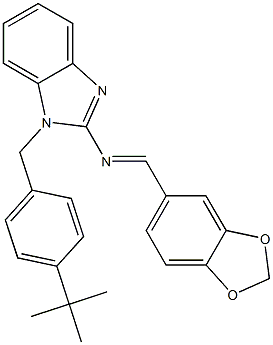 N-(1,3-benzodioxol-5-ylmethylene)-N-[1-(4-tert-butylbenzyl)-1H-benzimidazol-2-yl]amine Struktur