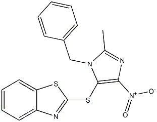 2-({1-benzyl-4-nitro-2-methyl-1H-imidazol-5-yl}sulfanyl)-1,3-benzothiazole Struktur