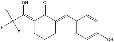 2-(4-hydroxybenzylidene)-6-(2,2,2-trifluoro-1-hydroxyethylidene)cyclohexanone Struktur