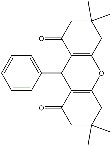 3,3,6,6-tetramethyl-9-phenyl-3,4,5,6,7,9-hexahydro-1H-xanthene-1,8(2H)-dione Struktur