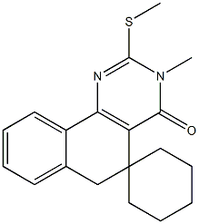 3-methyl-2-(methylsulfanyl)-5,6-dihydrospiro(benzo[h]quinazoline-5,1'-cyclohexane)-4(3H)-one Struktur