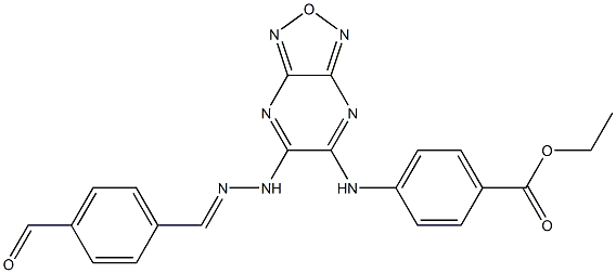 ethyl 4-({6-[2-(4-formylbenzylidene)hydrazino][1,2,5]oxadiazolo[3,4-b]pyrazin-5-yl}amino)benzoate Struktur