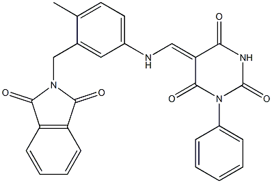 5-({3-[(1,3-dioxo-1,3-dihydro-2H-isoindol-2-yl)methyl]-4-methylanilino}methylene)-1-phenyl-2,4,6(1H,3H,5H)-pyrimidinetrione Struktur