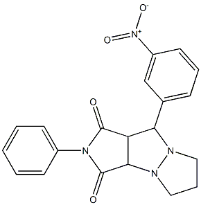 9-{3-nitrophenyl}-2-phenyltetrahydro-5H-pyrazolo[1,2-a]pyrrolo[3,4-c]pyrazole-1,3(2H,3aH)-dione Struktur