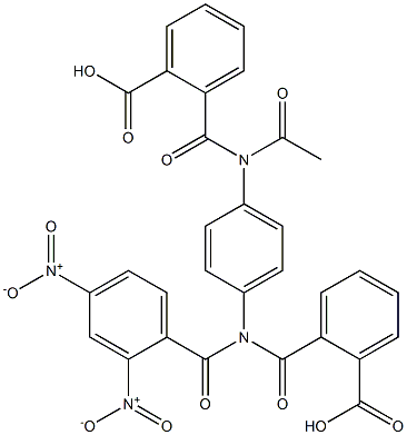 2-[(4-[acetyl(2-carboxybenzoyl)amino]{2,4-bisnitrobenzoyl}anilino)carbonyl]benzoic acid Struktur