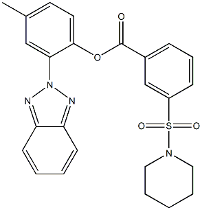 2-(2H-1,2,3-benzotriazol-2-yl)-4-methylphenyl 3-(1-piperidinylsulfonyl)benzoate Struktur