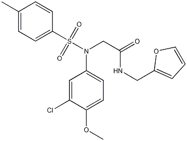 2-{3-chloro-4-methoxy[(4-methylphenyl)sulfonyl]anilino}-N-(2-furylmethyl)acetamide Struktur