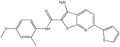 3-amino-N-(4-methoxy-2-methylphenyl)-6-thien-2-ylthieno[2,3-b]pyridine-2-carboxamide Struktur