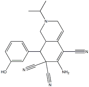 6-amino-8-(3-hydroxyphenyl)-2-isopropyl-2,3,8,8a-tetrahydro-5,7,7(1H)-isoquinolinetricarbonitrile Struktur