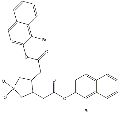 1-bromo-2-naphthyl (4-{2-[(1-bromo-2-naphthyl)oxy]-2-oxoethyl}-1,1-dioxidotetrahydro-3-thienyl)acetate Struktur