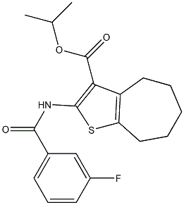 isopropyl 2-[(3-fluorobenzoyl)amino]-5,6,7,8-tetrahydro-4H-cyclohepta[b]thiophene-3-carboxylate Struktur