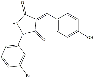 1-(3-bromophenyl)-4-(4-hydroxybenzylidene)-3,5-pyrazolidinedione Struktur