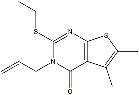 2-(ethylsulfanyl)-5,6-dimethyl-3-prop-2-enylthieno[2,3-d]pyrimidin-4(3H)-one Struktur