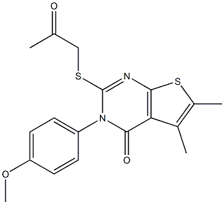 3-(4-methoxyphenyl)-5,6-dimethyl-2-[(2-oxopropyl)sulfanyl]thieno[2,3-d]pyrimidin-4(3H)-one Struktur