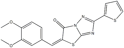 5-(3,4-dimethoxybenzylidene)-2-(2-thienyl)[1,3]thiazolo[3,2-b][1,2,4]triazol-6(5H)-one Struktur