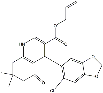 allyl 4-(6-chloro-1,3-benzodioxol-5-yl)-2,7,7-trimethyl-5-oxo-1,4,5,6,7,8-hexahydroquinoline-3-carboxylate Struktur