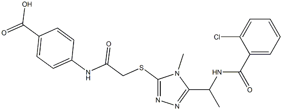 4-({[(5-{1-[(2-chlorobenzoyl)amino]ethyl}-4-methyl-4H-1,2,4-triazol-3-yl)thio]acetyl}amino)benzoicacid Struktur