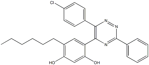 4-[6-(4-chlorophenyl)-3-phenyl-1,2,4-triazin-5-yl]-6-hexyl-1,3-benzenediol Struktur