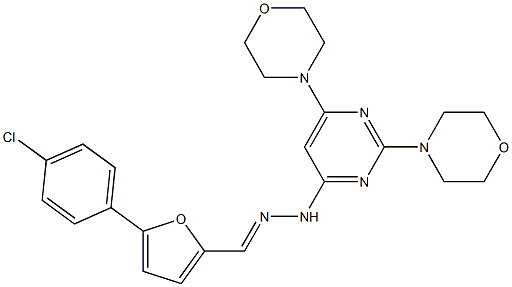 5-(4-chlorophenyl)furan-2-carbaldehyde (2,6-dimorpholin-4-ylpyrimidin-4-yl)hydrazone Struktur