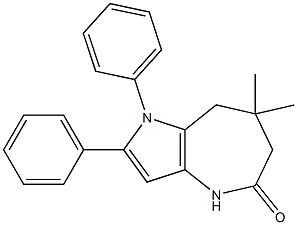 7,7-dimethyl-1,2-diphenyl-4,6,7,8-tetrahydropyrrolo[3,2-b]azepin-5(1H)-one Struktur