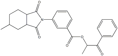 1-methyl-2-oxo-2-phenylethyl 3-(5-methyl-1,3-dioxooctahydro-2H-isoindol-2-yl)benzoate Struktur