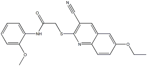 2-[(3-cyano-6-ethoxy-2-quinolinyl)sulfanyl]-N-(2-methoxyphenyl)acetamide Struktur