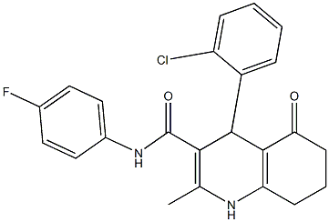 4-(2-chlorophenyl)-N-(4-fluorophenyl)-2-methyl-5-oxo-1,4,5,6,7,8-hexahydro-3-quinolinecarboxamide Struktur