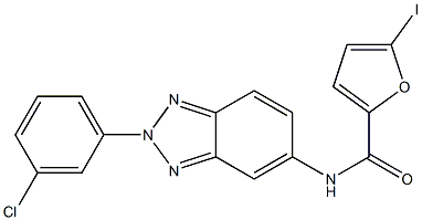 N-[2-(3-chlorophenyl)-2H-1,2,3-benzotriazol-5-yl]-5-iodo-2-furamide Struktur