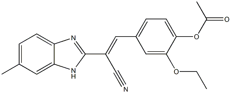 4-[2-cyano-2-(6-methyl-1H-benzimidazol-2-yl)vinyl]-2-ethoxyphenyl acetate Struktur