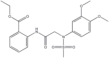 ethyl 2-({[3,4-dimethoxy(methylsulfonyl)anilino]acetyl}amino)benzoate Struktur