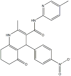 4-{4-nitrophenyl}-2-methyl-N-(5-methyl-2-pyridinyl)-5-oxo-1,4,5,6,7,8-hexahydro-3-quinolinecarboxamide Struktur