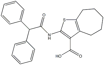 2-[(diphenylacetyl)amino]-5,6,7,8-tetrahydro-4H-cyclohepta[b]thiophene-3-carboxylic acid Struktur