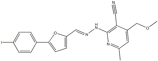 2-(2-{[5-(4-iodophenyl)-2-furyl]methylene}hydrazino)-4-(methoxymethyl)-6-methylnicotinonitrile Struktur