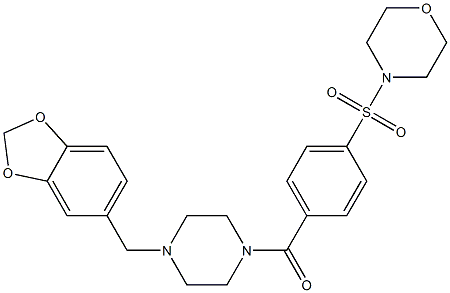 4-[(4-{[4-(1,3-benzodioxol-5-ylmethyl)-1-piperazinyl]carbonyl}phenyl)sulfonyl]morpholine Struktur