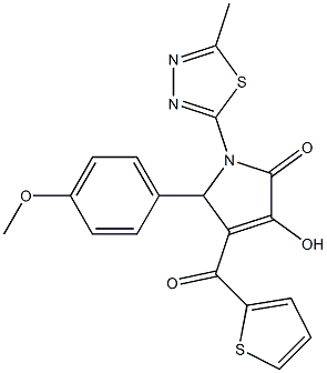 3-hydroxy-5-(4-methoxyphenyl)-1-(5-methyl-1,3,4-thiadiazol-2-yl)-4-(thien-2-ylcarbonyl)-1,5-dihydro-2H-pyrrol-2-one Struktur