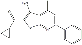 (3-amino-4-methyl-6-phenylthieno[2,3-b]pyridin-2-yl)(cyclopropyl)methanone Struktur