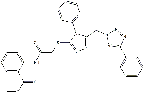 methyl 2-{[({4-phenyl-5-[(5-phenyl-2H-tetraazol-2-yl)methyl]-4H-1,2,4-triazol-3-yl}sulfanyl)acetyl]amino}benzoate Struktur