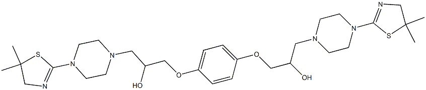 1-[4-(5,5-dimethyl-4,5-dihydro-1,3-thiazol-2-yl)-1-piperazinyl]-3-(4-{3-[4-(5,5-dimethyl-4,5-dihydro-1,3-thiazol-2-yl)-1-piperazinyl]-2-hydroxypropoxy}phenoxy)-2-propanol Struktur