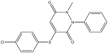 4-[(4-chlorophenyl)sulfanyl]-1-methyl-2-phenyl-1,2-dihydro-3,6-pyridazinedione Struktur