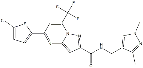 5-(5-chloro-2-thienyl)-N-[(1,3-dimethyl-1H-pyrazol-4-yl)methyl]-7-(trifluoromethyl)pyrazolo[1,5-a]pyrimidine-2-carboxamide Struktur