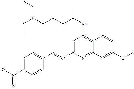 4-{[4-(diethylamino)-1-methylbutyl]amino}-2-(2-{4-nitrophenyl}vinyl)-7-methoxyquinoline Struktur