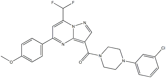 4-[3-{[4-(3-chlorophenyl)-1-piperazinyl]carbonyl}-7-(difluoromethyl)pyrazolo[1,5-a]pyrimidin-5-yl]phenyl methyl ether Struktur