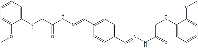 2-(2-methoxyanilino)-N'-{(E)-[4-({(E)-2-[2-(2-methoxyanilino)acetyl]hydrazono}methyl)phenyl]methylidene}acetohydrazide Struktur