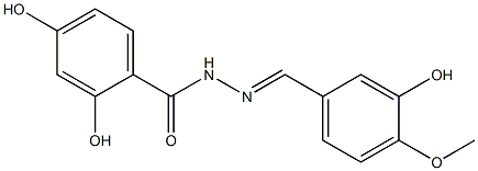 2,4-dihydroxy-N'-[(E)-(3-hydroxy-4-methoxyphenyl)methylidene]benzohydrazide Struktur