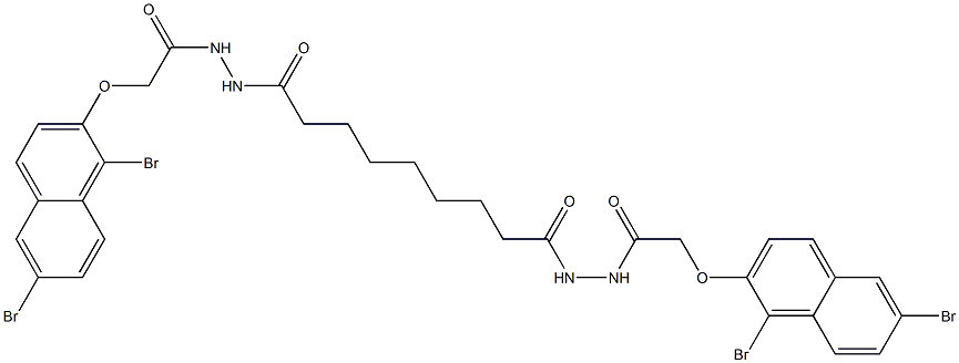 2-[(1,6-dibromo-2-naphthyl)oxy]-N'-[9-(2-{2-[(1,6-dibromo-2-naphthyl)oxy]acetyl}hydrazino)-9-oxononanoyl]acetohydrazide Struktur