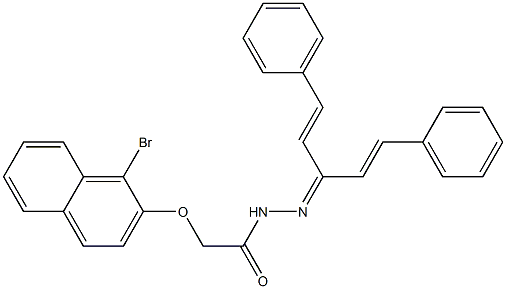 2-[(1-bromo-2-naphthyl)oxy]-N'-{(E)-3-phenyl-1-[(E)-2-phenylethenyl]-2-propenylidene}acetohydrazide Struktur