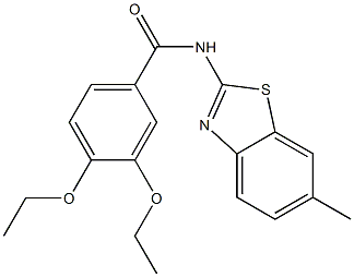 3,4-diethoxy-N-(6-methyl-1,3-benzothiazol-2-yl)benzamide Struktur